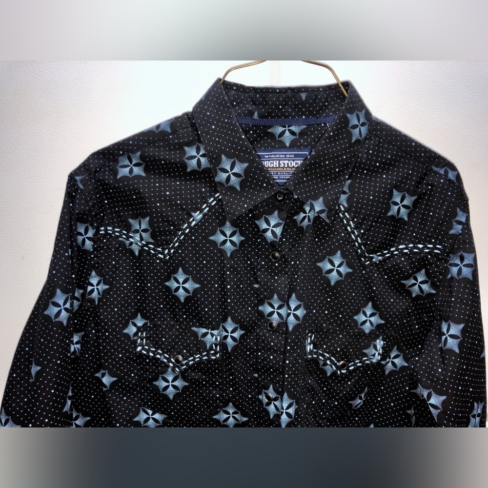 💫Panhandle Slim Roughstock Geometric Snap Down Shirt - Picture 8 of 15